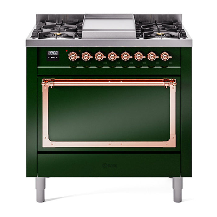 ILVE Nostalgie II Noblesse 36″ Dual Fuel Range with Solid Door - UN36FQNMP