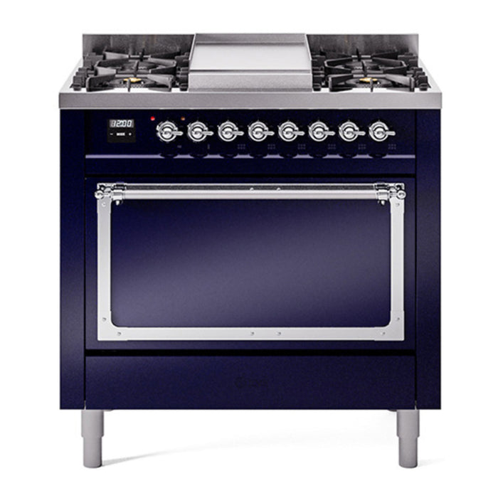 ILVE Nostalgie II Noblesse 36″ Dual Fuel Range with Solid Door - UN36FQNMP