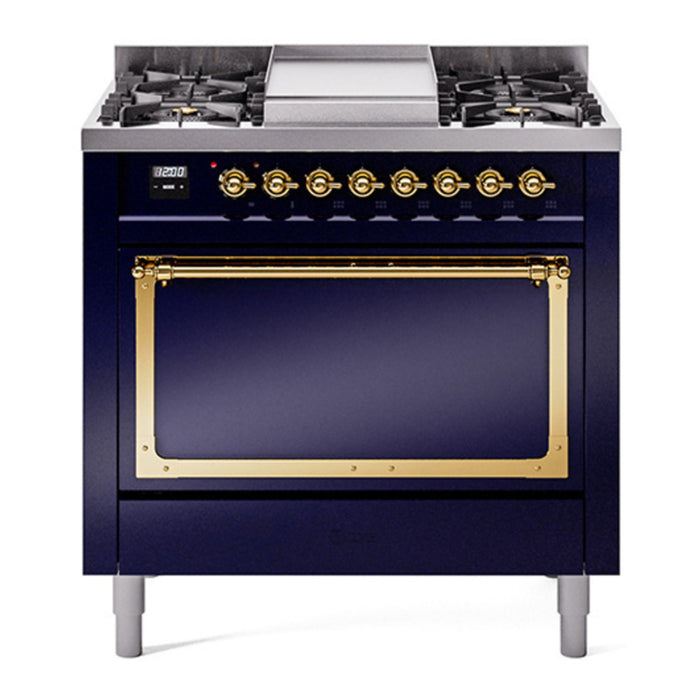 ILVE Nostalgie II Noblesse 36″ Dual Fuel Range with Solid Door - UN36FQNMP