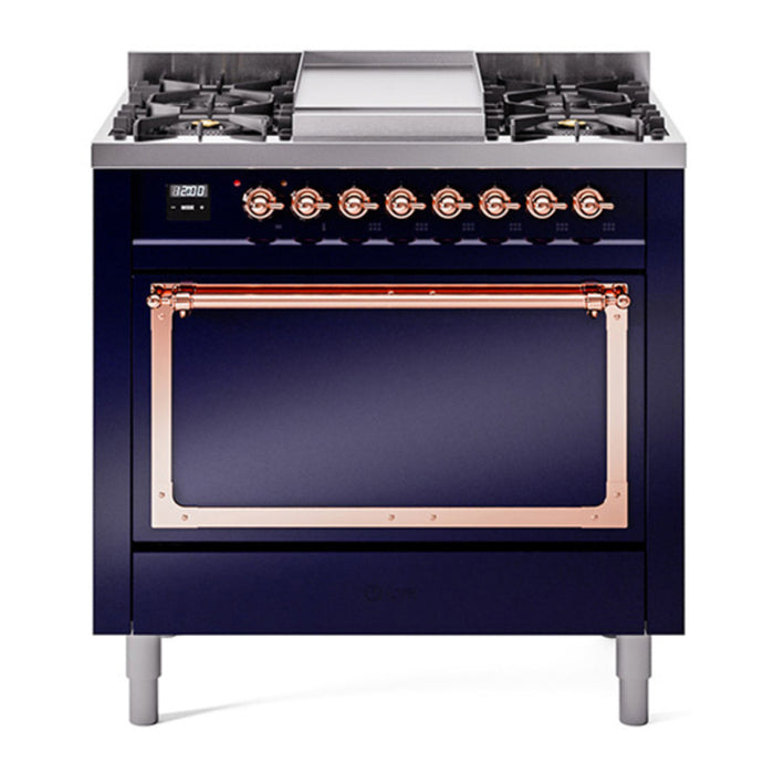 ILVE Nostalgie II Noblesse 36″ Dual Fuel Range with Solid Door - UN36FQNMP