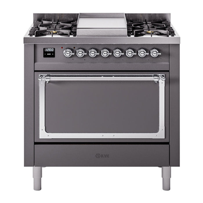 ILVE Nostalgie II Noblesse 36″ Dual Fuel Range with Solid Door - UN36FQNMP
