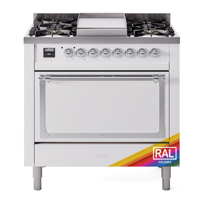 ILVE Nostalgie II Noblesse 36″ Dual Fuel Range with Solid Door - UN36FQNMP
