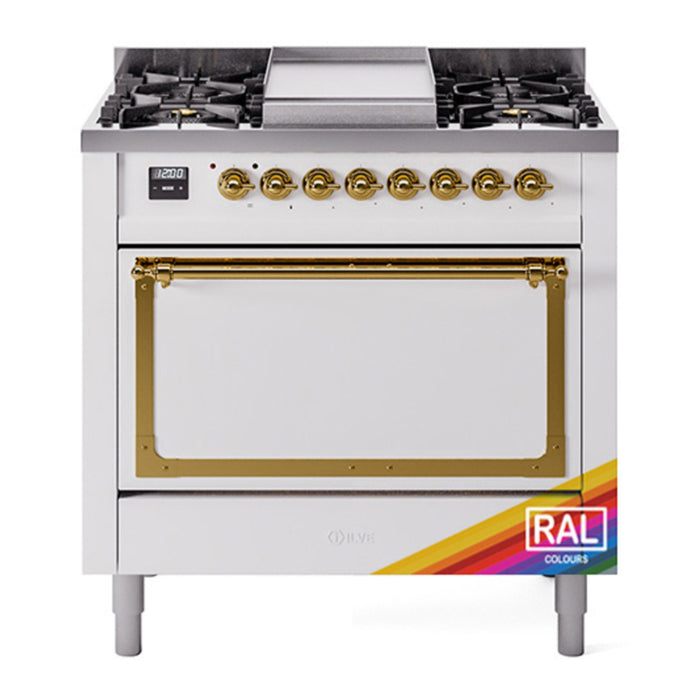 ILVE Nostalgie II Noblesse 36″ Dual Fuel Range with Solid Door - UN36FQNMP