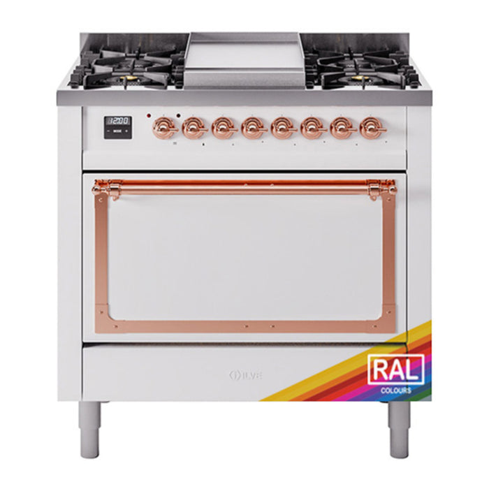 ILVE Nostalgie II Noblesse 36″ Dual Fuel Range with Solid Door - UN36FQNMP