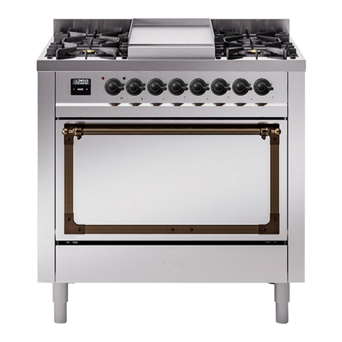 ILVE Nostalgie II Noblesse 36″ Dual Fuel Range with Solid Door - UN36FQNMP