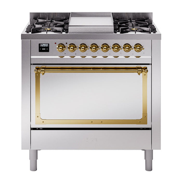 ILVE Nostalgie II Noblesse 36″ Dual Fuel Range with Solid Door - UN36FQNMP
