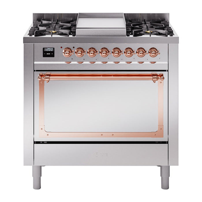 ILVE Nostalgie II Noblesse 36″ Dual Fuel Range with Solid Door - UN36FQNMP