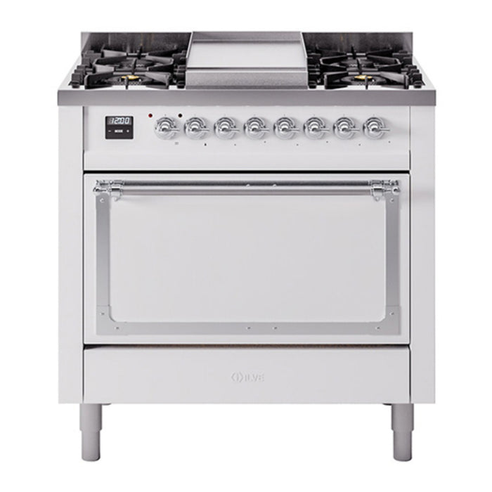 ILVE Nostalgie II Noblesse 36″ Dual Fuel Range with Solid Door - UN36FQNMP