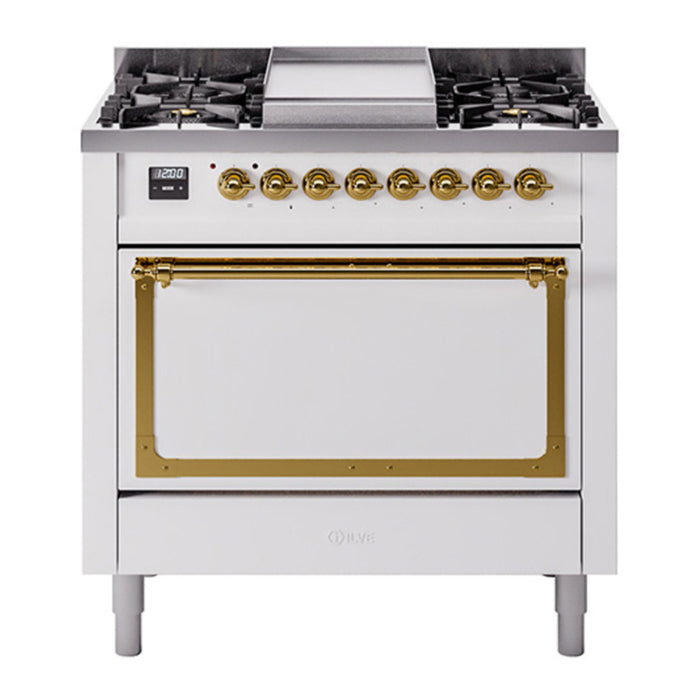 ILVE Nostalgie II Noblesse 36″ Dual Fuel Range with Solid Door - UN36FQNMP