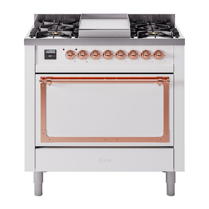 ILVE Nostalgie II Noblesse 36″ Dual Fuel Range with Solid Door - UN36FQNMP