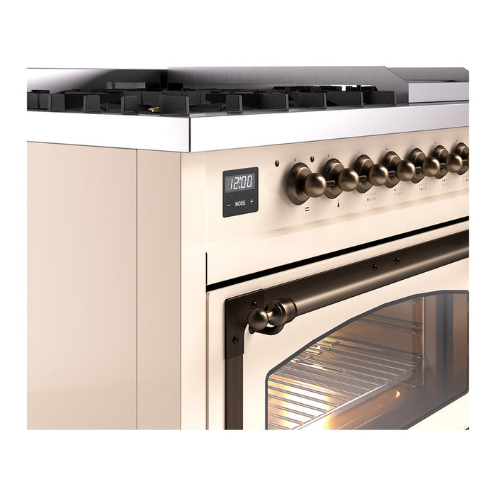 ILVE Nostalgie II Noblesse 48" Dual Fuel Freestanding Range 8 Sealed Burners + Griddle with Triple Glass Door - UN48FNMP