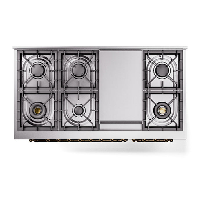 ILVE Nostalgie II Noblesse 48" Dual Fuel Freestanding Range 8 Sealed Burners + Griddle with Triple Glass Door - UN48FNMP