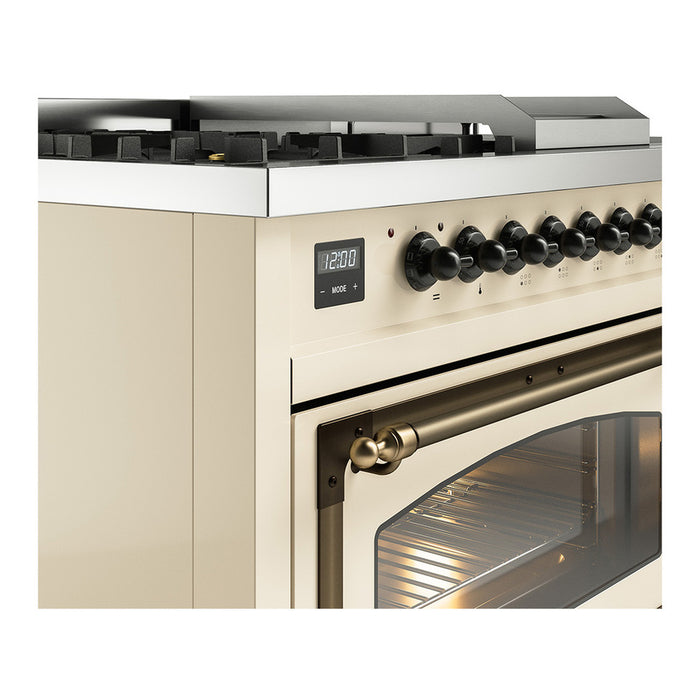 ILVE Nostalgie II Noblesse 48" Dual Fuel Freestanding Range 5 Sealed Burners + Griddle + French Top with Triple Glass Door - UN48FSNMP