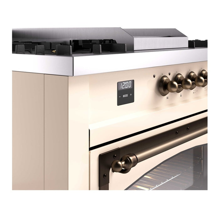 ILVE Nostalgie II Noblesse 60" Dual Fuel Range with 7 Sealed Burners + Griddle + French Top with Triple Glass Door - UN60FSNMP