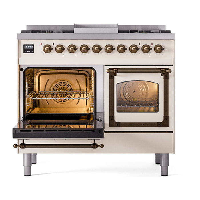 ILVE Nostalgie II Noblesse 40" Dual Fuel Freestanding Range with 9 Sealed Burners + Griddle Triple Glass Door - UND40FNMP