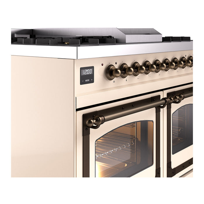 ILVE Nostalgie II Noblesse 40" Dual Fuel Freestanding Range with 9 Sealed Burners + Griddle Triple Glass Door - UND40FNMP