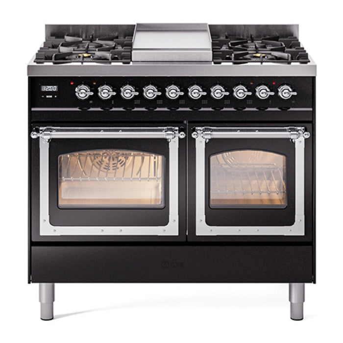 ILVE Nostalgie II Noblesse 40" Dual Fuel Freestanding Range with 9 Sealed Burners + Griddle Triple Glass Door - UND40FNMP