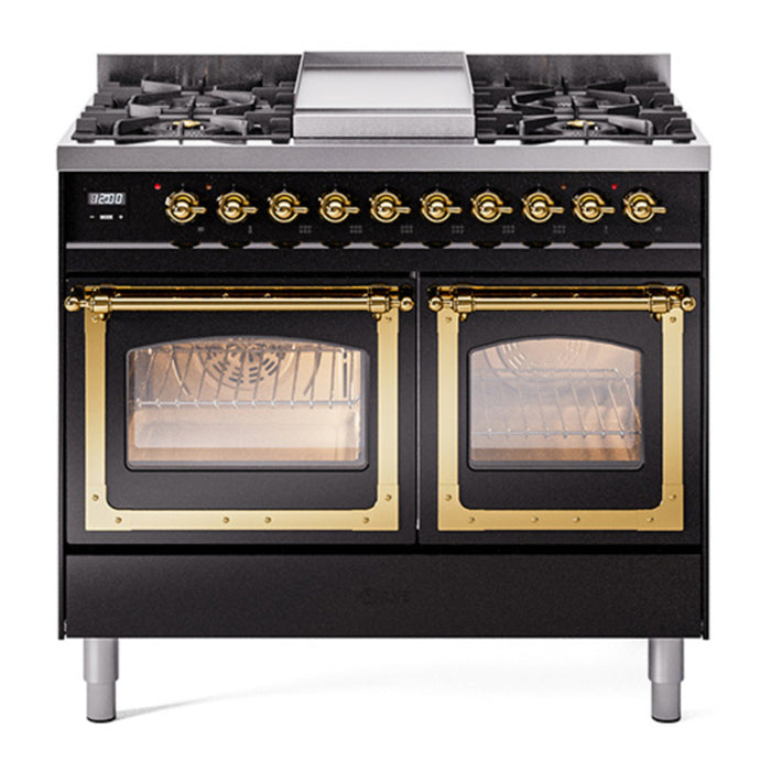 ILVE Nostalgie II Noblesse 40" Dual Fuel Freestanding Range with 9 Sealed Burners + Griddle Triple Glass Door - UND40FNMP