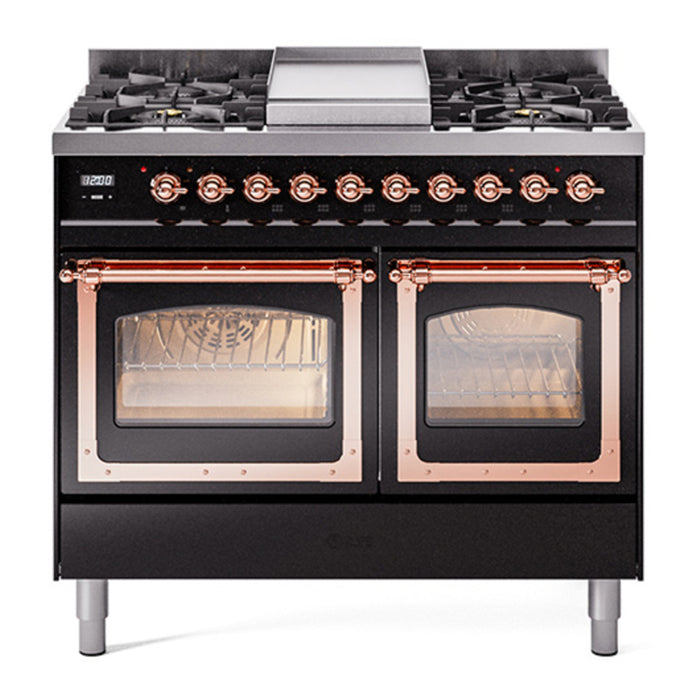 ILVE Nostalgie II Noblesse 40" Dual Fuel Freestanding Range with 9 Sealed Burners + Griddle Triple Glass Door - UND40FNMP