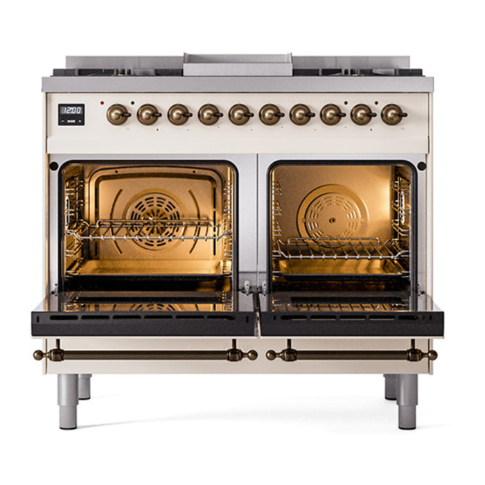 ILVE Nostalgie II Noblesse 40″ Dual Fuel Freestanding Range 6 Sealed Burners + Griddle with Solid Door - UND40FQNMP