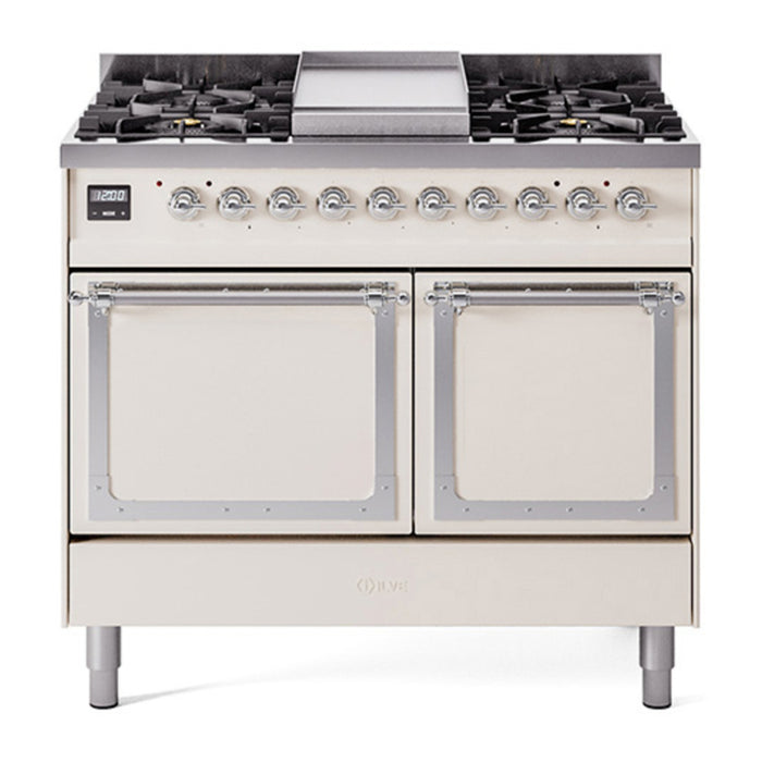 ILVE Nostalgie II Noblesse 40″ Dual Fuel Freestanding Range 6 Sealed Burners + Griddle with Solid Door - UND40FQNMP