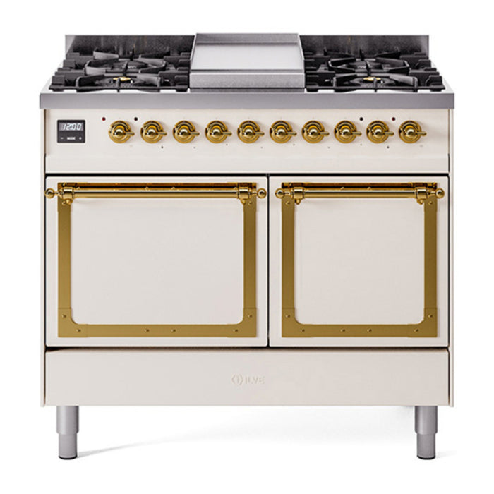 ILVE Nostalgie II Noblesse 40″ Dual Fuel Freestanding Range 6 Sealed Burners + Griddle with Solid Door - UND40FQNMP