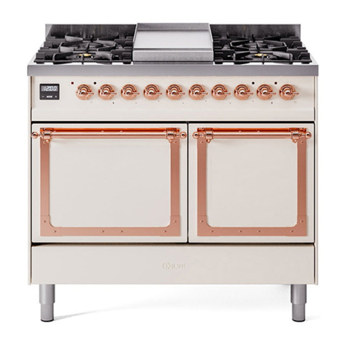 ILVE Nostalgie II Noblesse 40″ Dual Fuel Freestanding Range 6 Sealed Burners + Griddle with Solid Door - UND40FQNMP