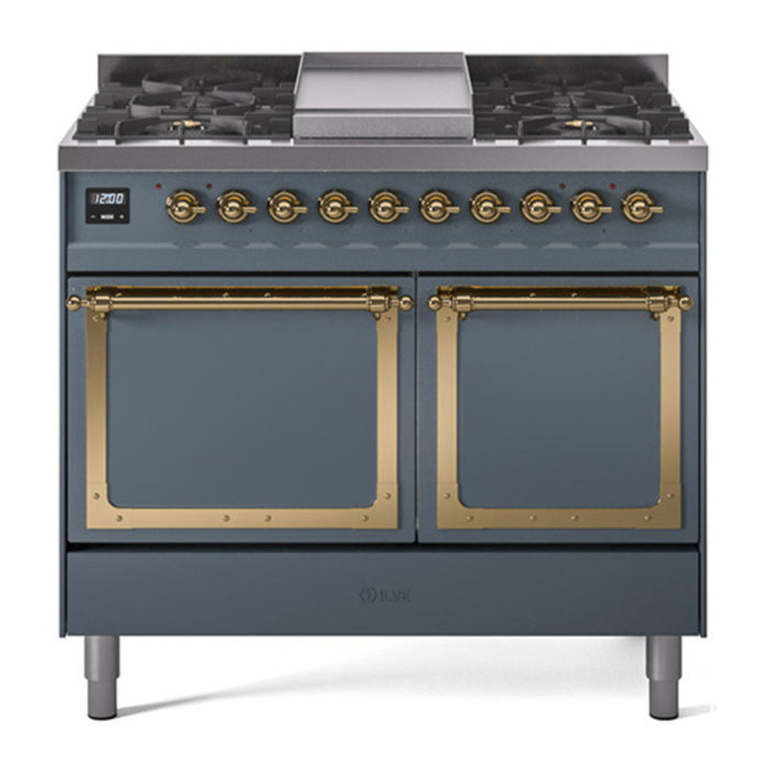 ILVE Nostalgie II Noblesse 40″ Dual Fuel Freestanding Range 6 Sealed Burners + Griddle with Solid Door - UND40FQNMP