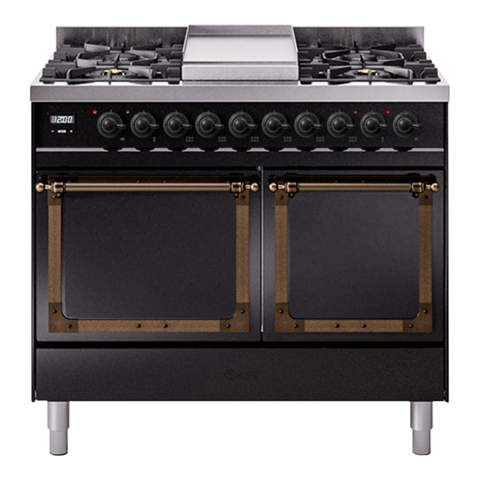 ILVE Nostalgie II Noblesse 40″ Dual Fuel Freestanding Range 6 Sealed Burners + Griddle with Solid Door - UND40FQNMP