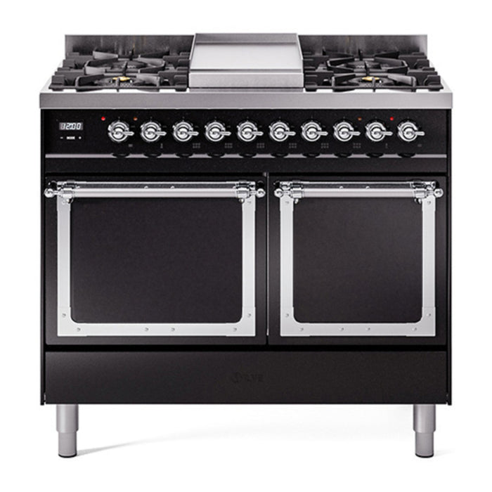 ILVE Nostalgie II Noblesse 40″ Dual Fuel Freestanding Range 6 Sealed Burners + Griddle with Solid Door - UND40FQNMP