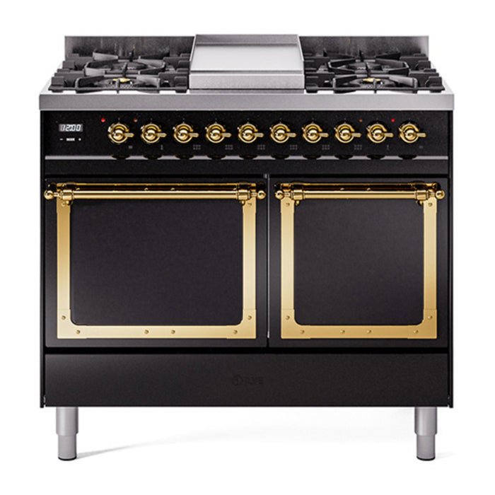 ILVE Nostalgie II Noblesse 40″ Dual Fuel Freestanding Range 6 Sealed Burners + Griddle with Solid Door - UND40FQNMP