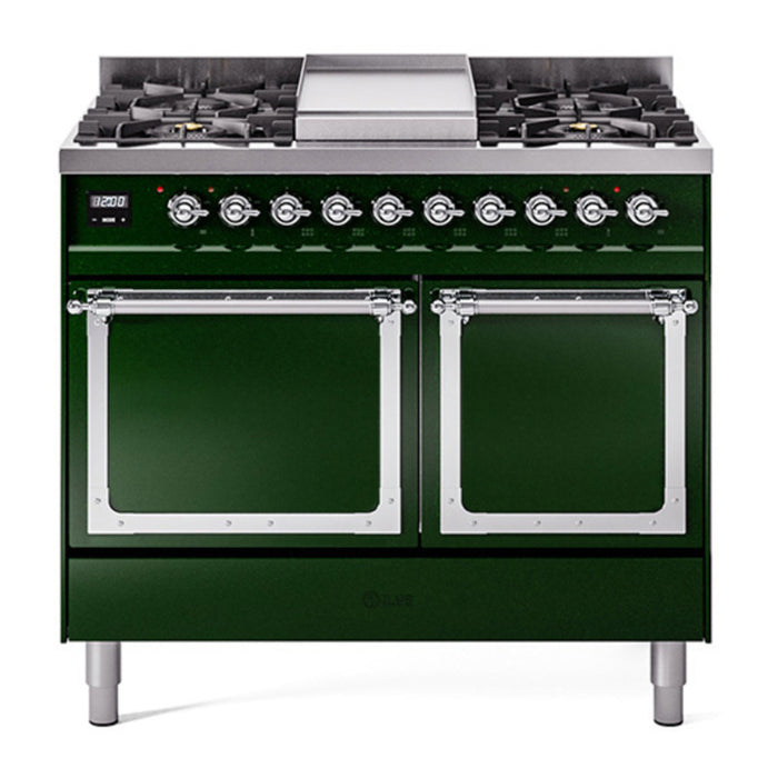 ILVE Nostalgie II Noblesse 40″ Dual Fuel Freestanding Range 6 Sealed Burners + Griddle with Solid Door - UND40FQNMP