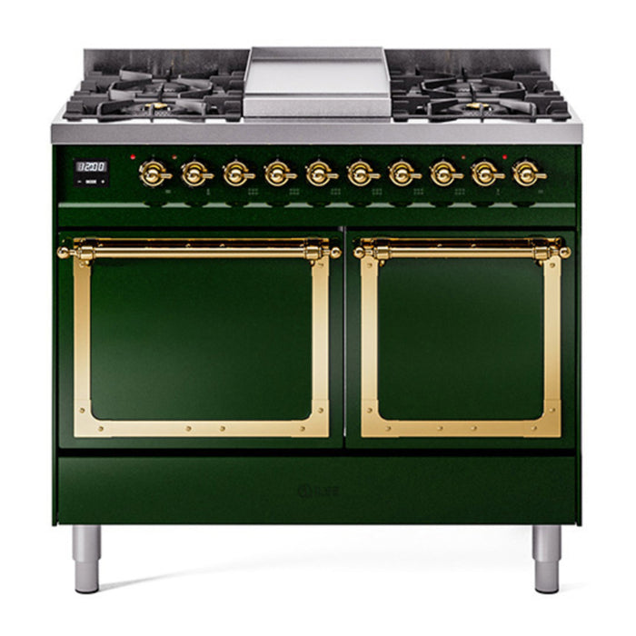 ILVE Nostalgie II Noblesse 40″ Dual Fuel Freestanding Range 6 Sealed Burners + Griddle with Solid Door - UND40FQNMP