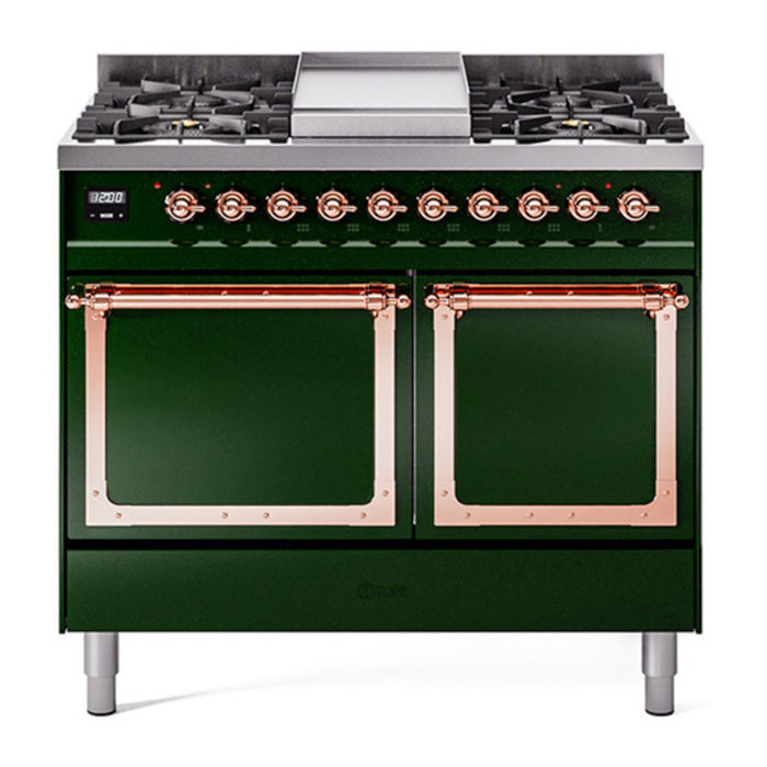 ILVE Nostalgie II Noblesse 40″ Dual Fuel Freestanding Range 6 Sealed Burners + Griddle with Solid Door - UND40FQNMP
