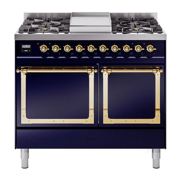 ILVE Nostalgie II Noblesse 40″ Dual Fuel Freestanding Range 6 Sealed Burners + Griddle with Solid Door - UND40FQNMP