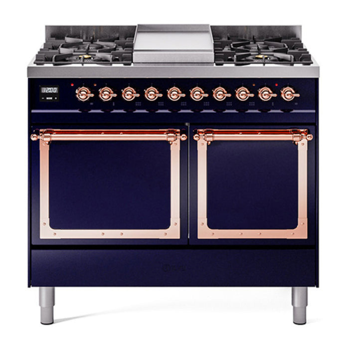 ILVE Nostalgie II Noblesse 40″ Dual Fuel Freestanding Range 6 Sealed Burners + Griddle with Solid Door - UND40FQNMP