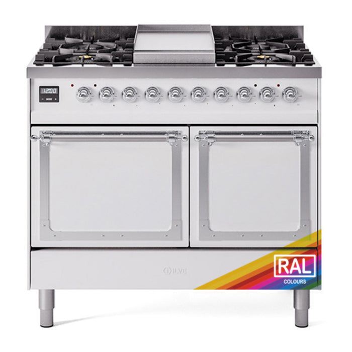 ILVE Nostalgie II Noblesse 40″ Dual Fuel Freestanding Range 6 Sealed Burners + Griddle with Solid Door - UND40FQNMP