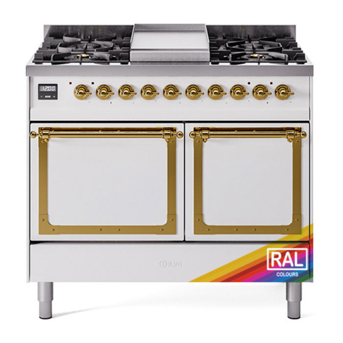 ILVE Nostalgie II Noblesse 40″ Dual Fuel Freestanding Range 6 Sealed Burners + Griddle with Solid Door - UND40FQNMP