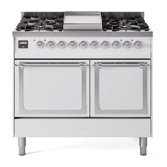 ILVE Nostalgie II Noblesse 40″ Dual Fuel Freestanding Range 6 Sealed Burners + Griddle with Solid Door - UND40FQNMP