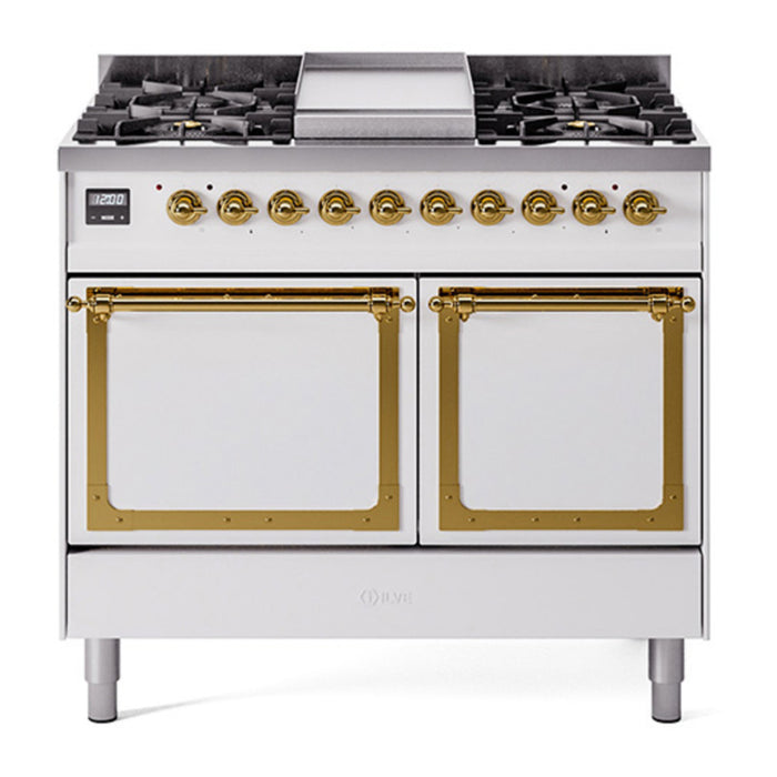ILVE Nostalgie II Noblesse 40″ Dual Fuel Freestanding Range 6 Sealed Burners + Griddle with Solid Door - UND40FQNMP