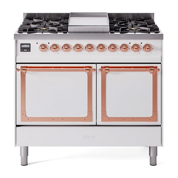 ILVE Nostalgie II Noblesse 40″ Dual Fuel Freestanding Range 6 Sealed Burners + Griddle with Solid Door - UND40FQNMP