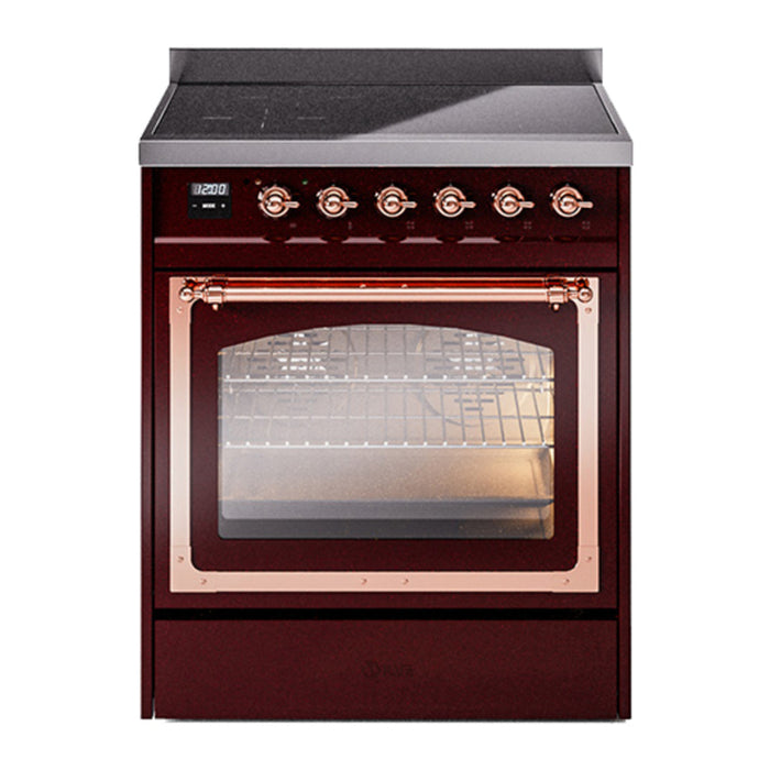 ILVE Nostalgie II Noblesse 30″ Induction Freestanding Range with Triple Glass Door - UNI304NMP