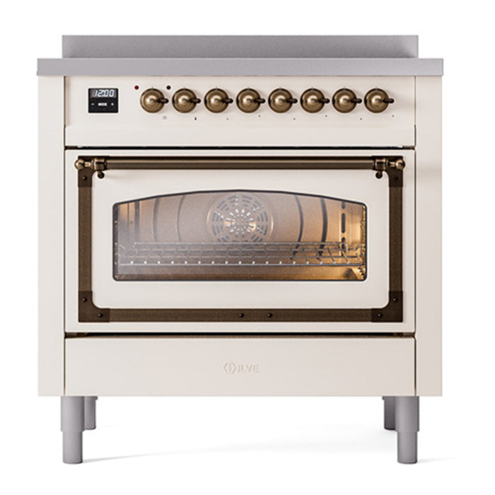 ILVE Nostalgie II Noblesse 36″ Induction Freestanding Range with Triple Glass Door - UNI366NMP