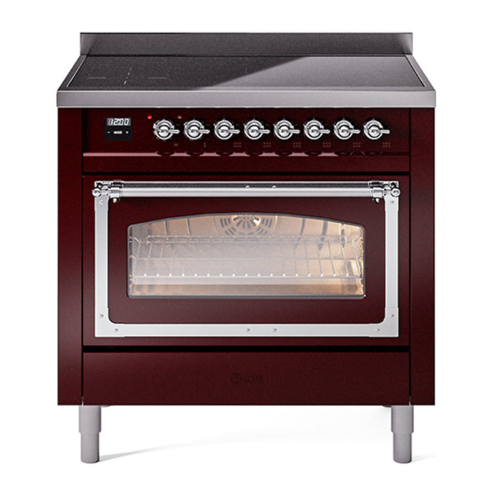 ILVE Nostalgie II Noblesse 36″ Induction Freestanding Range with Triple Glass Door - UNI366NMP