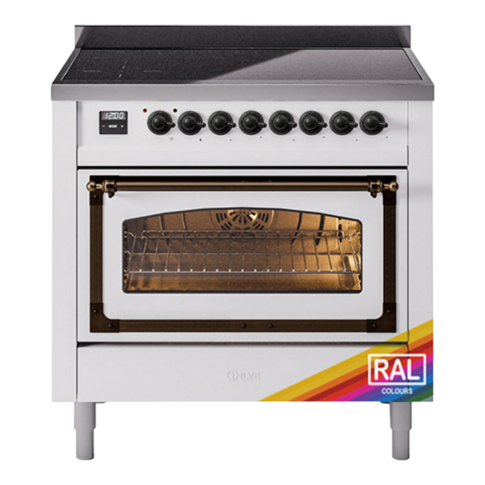 ILVE Nostalgie II Noblesse 36″ Induction Freestanding Range with Triple Glass Door - UNI366NMP