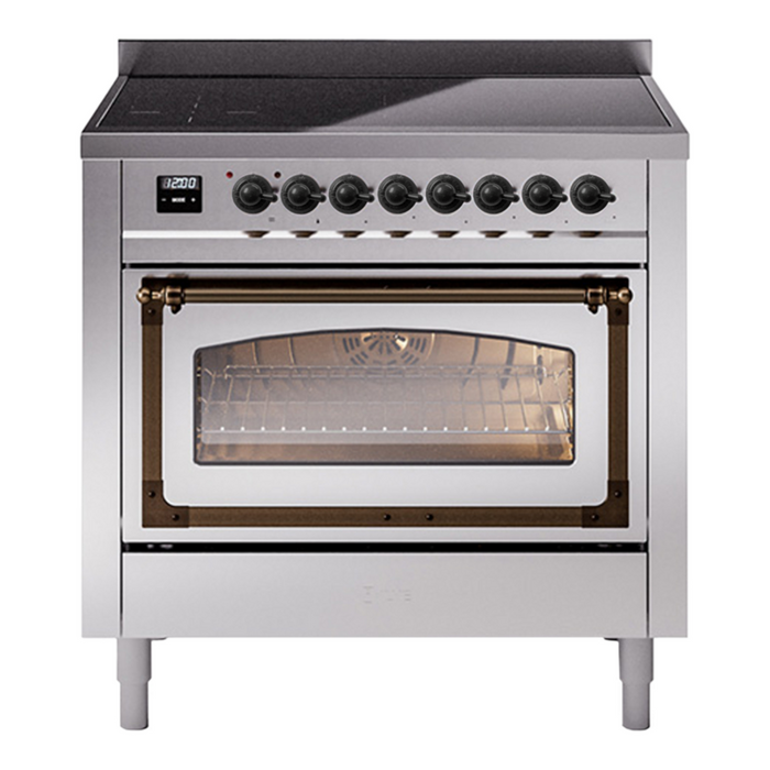 ILVE Nostalgie II Noblesse 36″ Induction Freestanding Range with Triple Glass Door - UNI366NMP