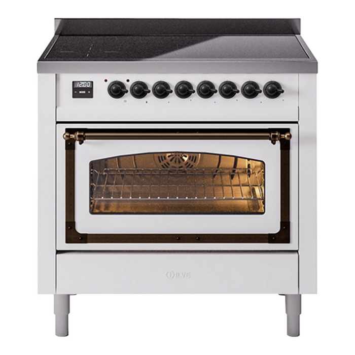 ILVE Nostalgie II Noblesse 36″ Induction Freestanding Range with Triple Glass Door - UNI366NMP