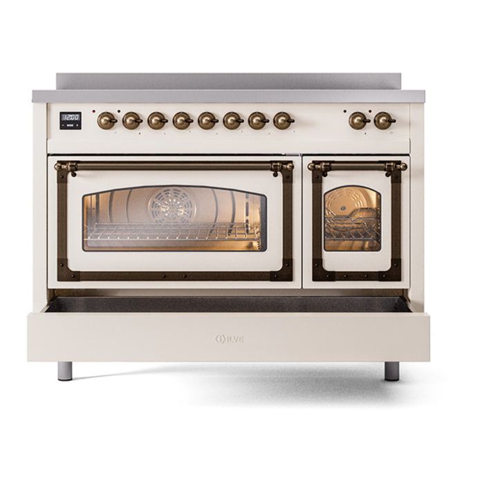 ILVE Nostalgie II Noblesse 48″ Induction Freestanding Range with Triple Glass Door - UNI486NMP