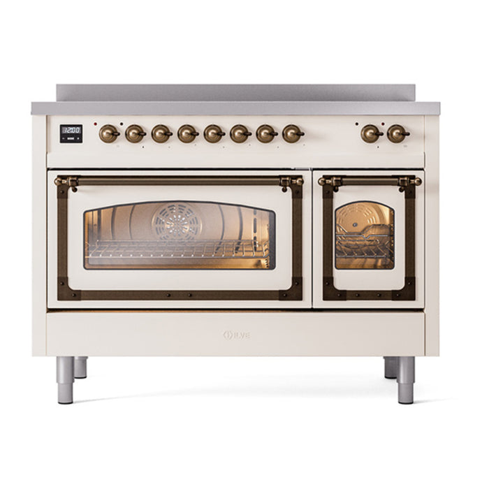 ILVE Nostalgie II Noblesse 48″ Induction Freestanding Range with Triple Glass Door - UNI486NMP