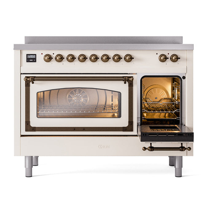 ILVE Nostalgie II Noblesse 48″ Induction Freestanding Range with Triple Glass Door - UNI486NMP